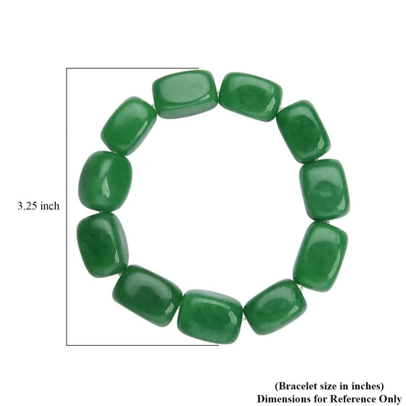 Green Jade (D) Bracelet, Jade Beads Bracelet, Stretch Bracelet 463.50 ctw