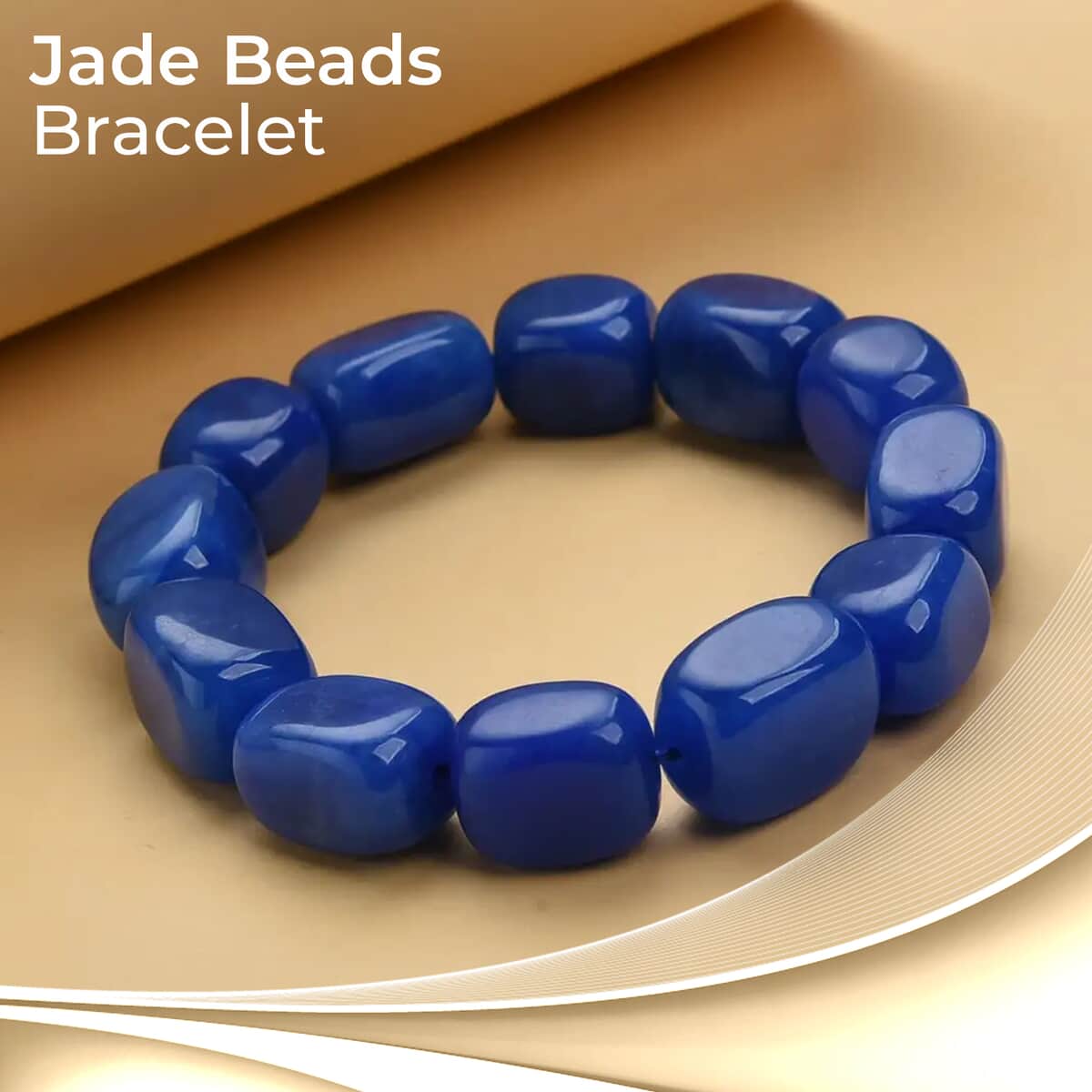 Blue Jade (D) Bracelet, Jade Beads Bracelet, Stretch Bracelet 459.00 ctw image number 1