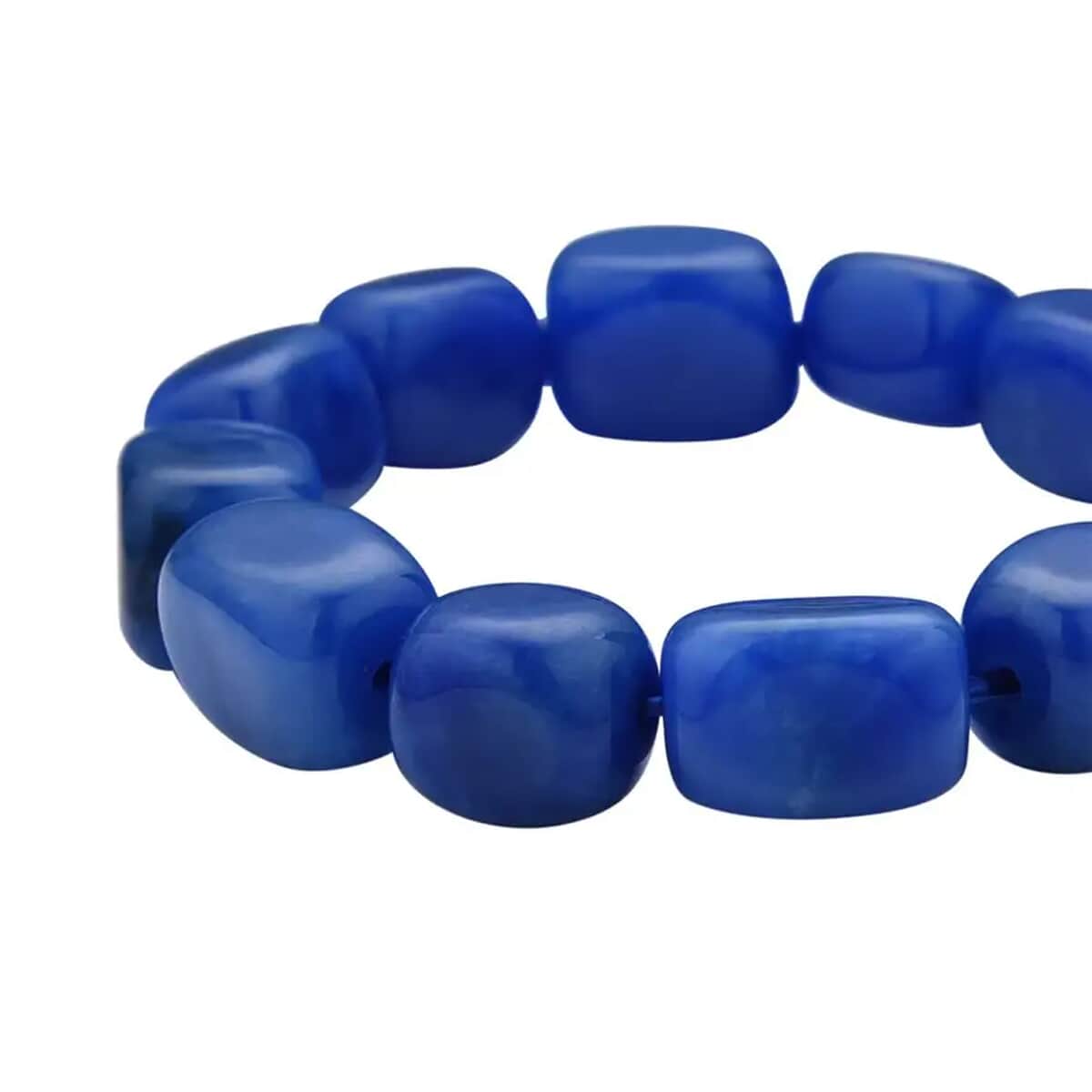 Blue Jade (D) Bracelet, Jade Beads Bracelet, Stretch Bracelet 459.00 ctw image number 4