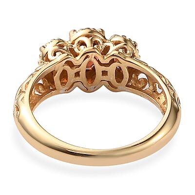 D'Joy Mozambique Garnet 1.20 ctw Ring in 14K Yellow Gold Over Sterling Silver (Size 10.0)