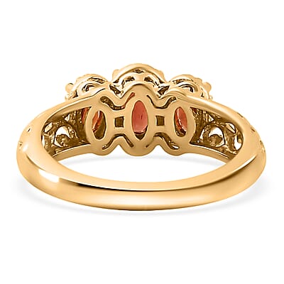 D'Joy Mozambique Garnet 1.20 ctw Ring in 14K Yellow Gold Over Sterling Silver (Size 10.0)