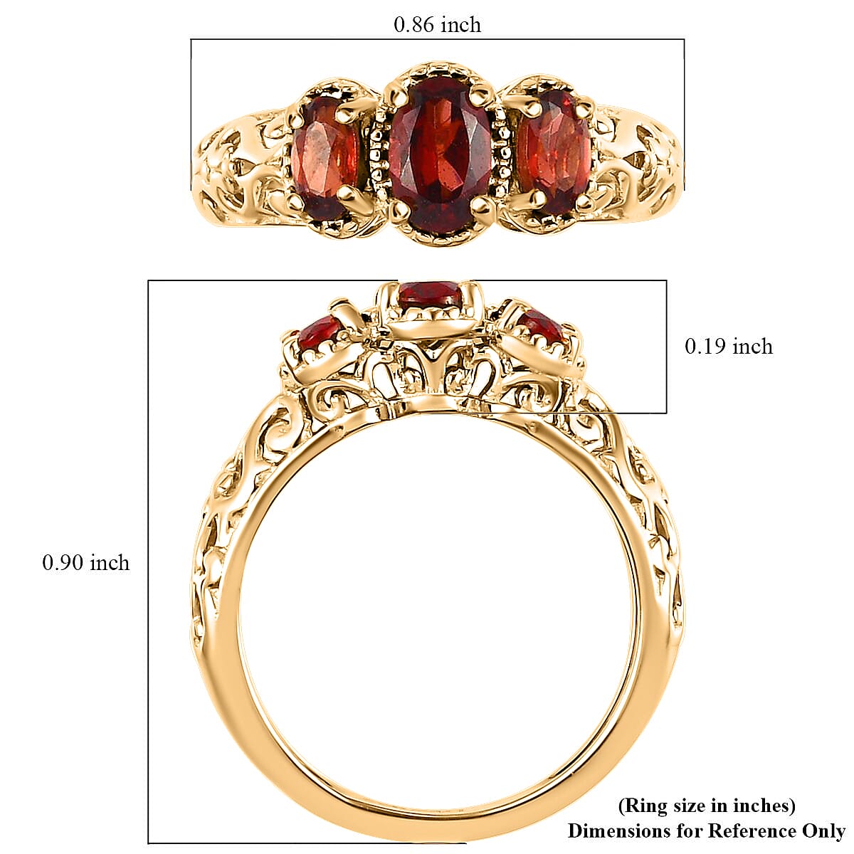 D'Joy Mozambique Garnet 1.20 ctw Ring in 14K Yellow Gold Over Sterling Silver (Size 10.0)