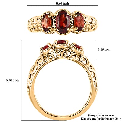 D'Joy Mozambique Garnet 1.20 ctw Ring in 14K Yellow Gold Over Sterling Silver (Size 10.0)