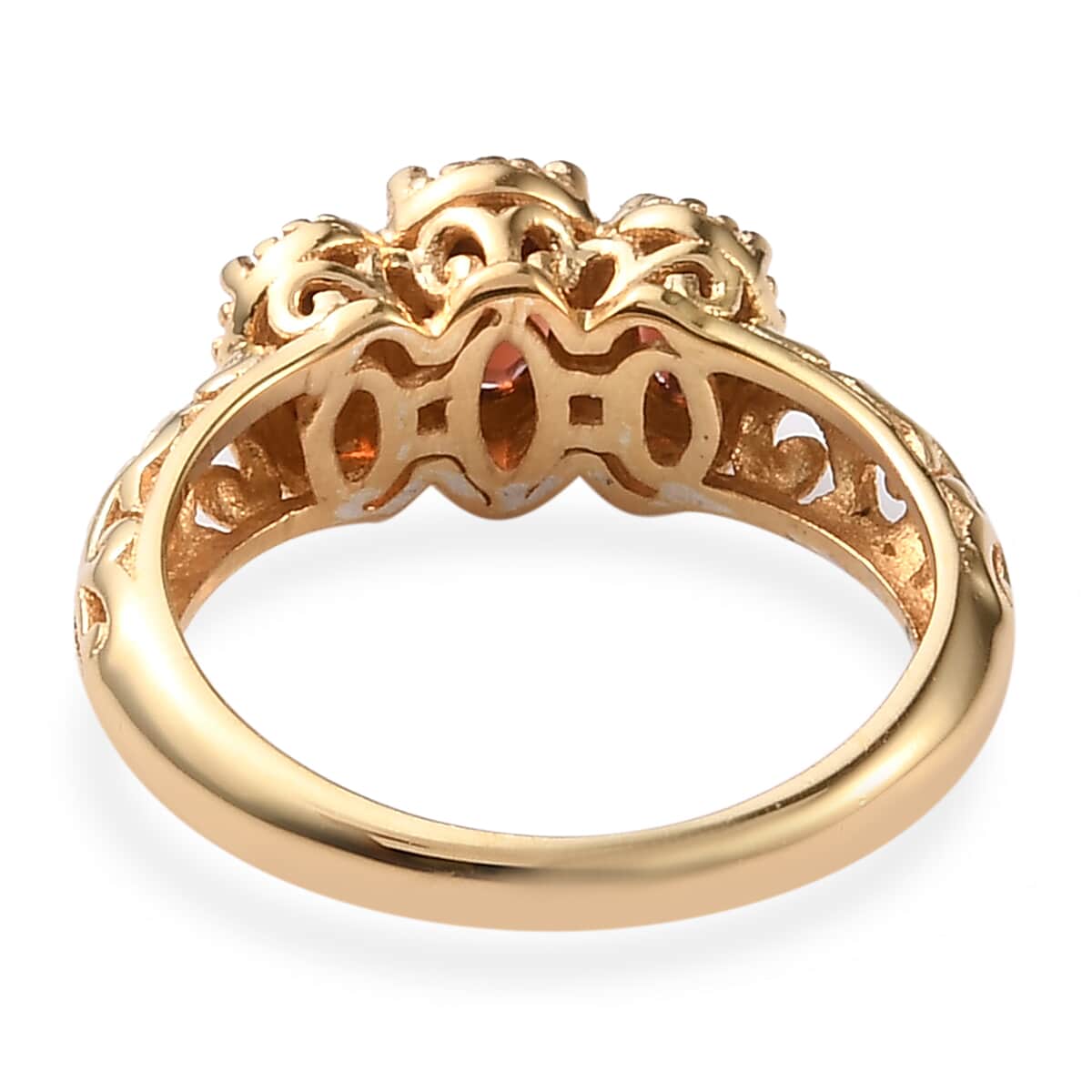 Mozambique Garnet Ring, Trilogy Ring, Garnet Three Stone Ring, Openwork Ring, Sterling Silver Ring, Silver Trilogy Ring 1.10 ctw (Size 9.0) image number 4