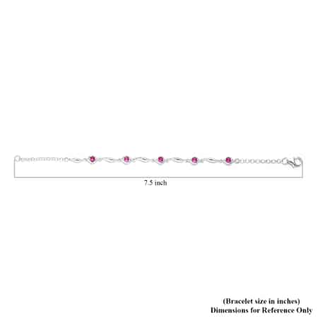 Simulated Red Diamond Station Bracelet in Sterling Silver (7.25 In) image number 5