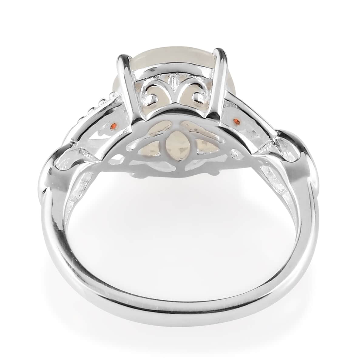 Sri Lankan Silver Moonstone and Simulated Red Diamond Ring in Sterling Silver 2.32 ctw image number 5