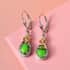 Mojave Green Turquoise Earrings, Peridot Accent Earrings, Drop Earrings, 14K YG and Platinum Over Sterling Silver Earrings, Birthstone Earrings 2.50 ctw image number 1