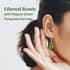 Mojave Green Turquoise Earrings, Peridot Accent Earrings, Drop Earrings, 14K YG and Platinum Over Sterling Silver Earrings, Birthstone Earrings 2.50 ctw image number 2