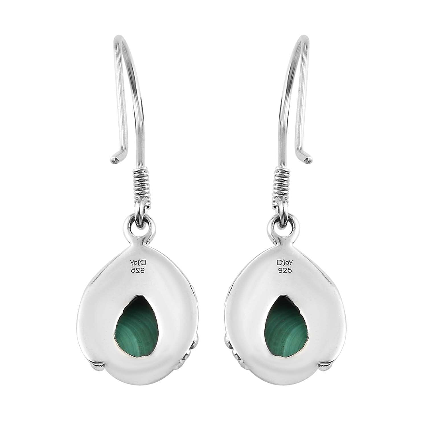 Artisan Crafted African Malachite Dangle Earrings in Sterling Silver 5.50 ctw