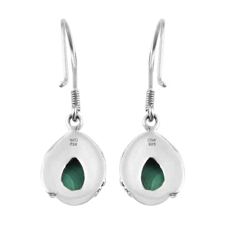 Artisan Crafted African Malachite Dangle Earrings in Sterling Silver 5.50 ctw image number 6