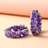 Simulated Purple Diamond Hoop Earrings in Stainless Steel image number 2