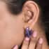 Simulated Purple Diamond Hoop Earrings in Stainless Steel image number 4