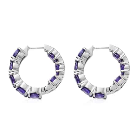 Simulated Purple Diamond Hoop Earrings in Stainless Steel image number 5
