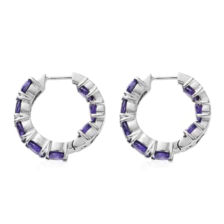 Simulated Purple Diamond Hoop Earrings in Stainless Steel image number 6