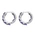 Simulated Purple Diamond Hoop Earrings in Stainless Steel image number 6