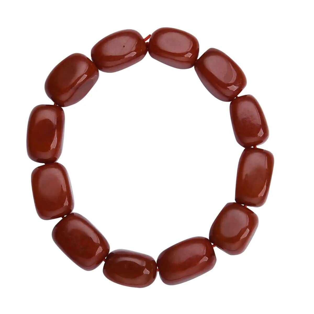 Red Jade (D) 425.00 ctw Bracelet, Jade Beads Bracelet, Stretch Bracelet image number 0