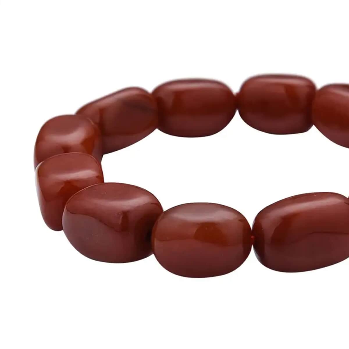 Red Jade (D) 425.00 ctw Bracelet, Jade Beads Bracelet, Stretch Bracelet image number 4