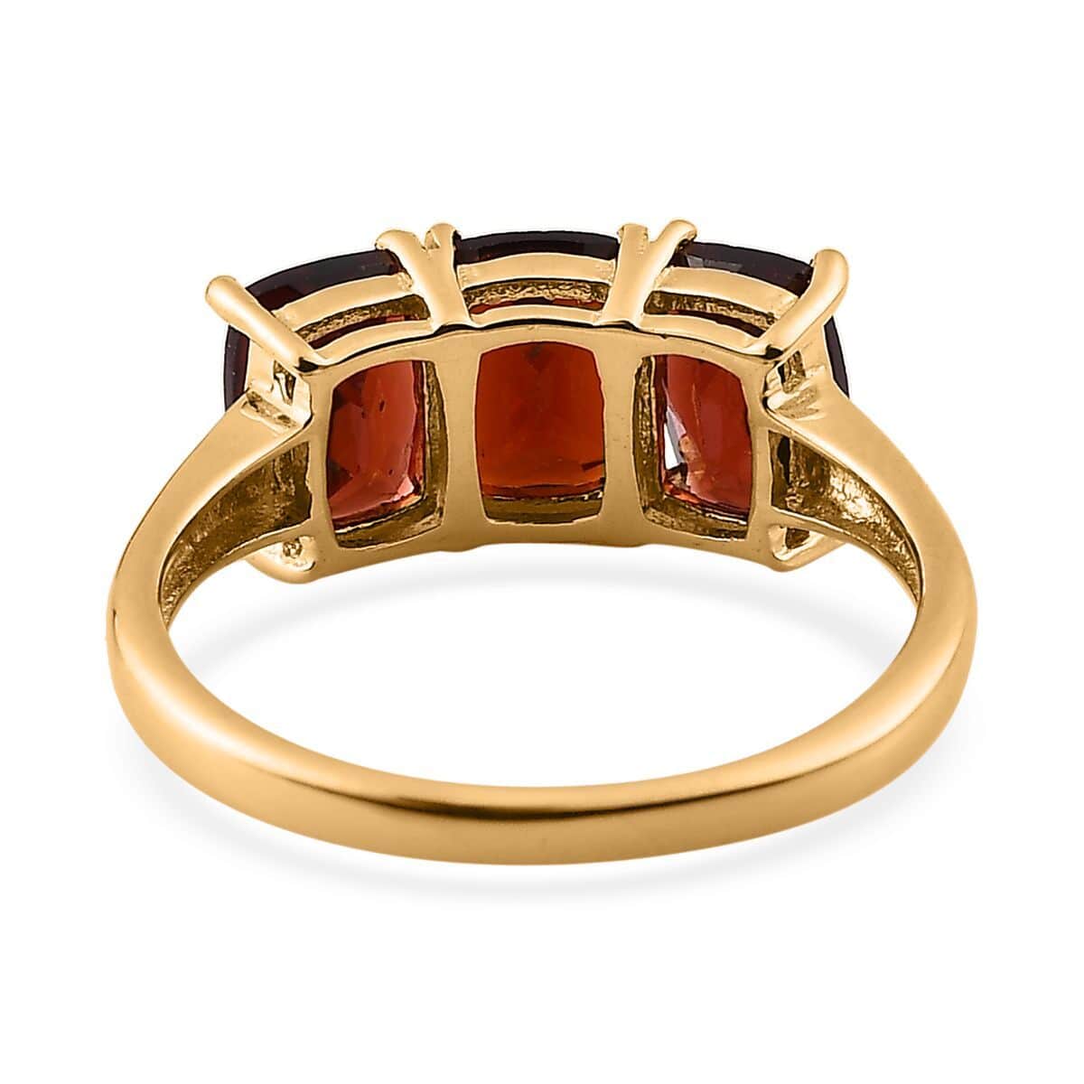 Mozambique Garnet Trilogy Ring in 14K Yellow Gold Over Sterling Silver (Size 10.0) 3.00 ctw image number 4