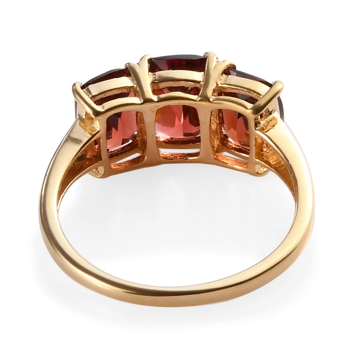 Mozambique Garnet Trilogy Ring in 14K Yellow Gold Over Sterling Silver 3.15 ctw image number 6