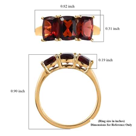 Mozambique Garnet Trilogy Ring in 14K Yellow Gold Over Sterling Silver (Size 6.0) 3.00 ctw image number 5