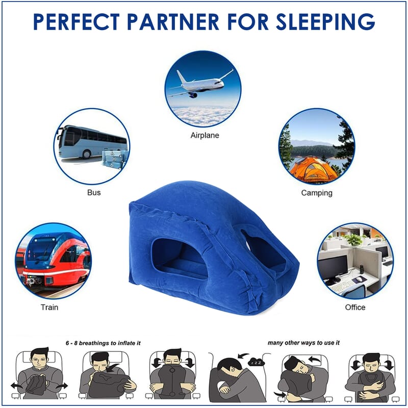 Inflatable Travel Pillow Blue