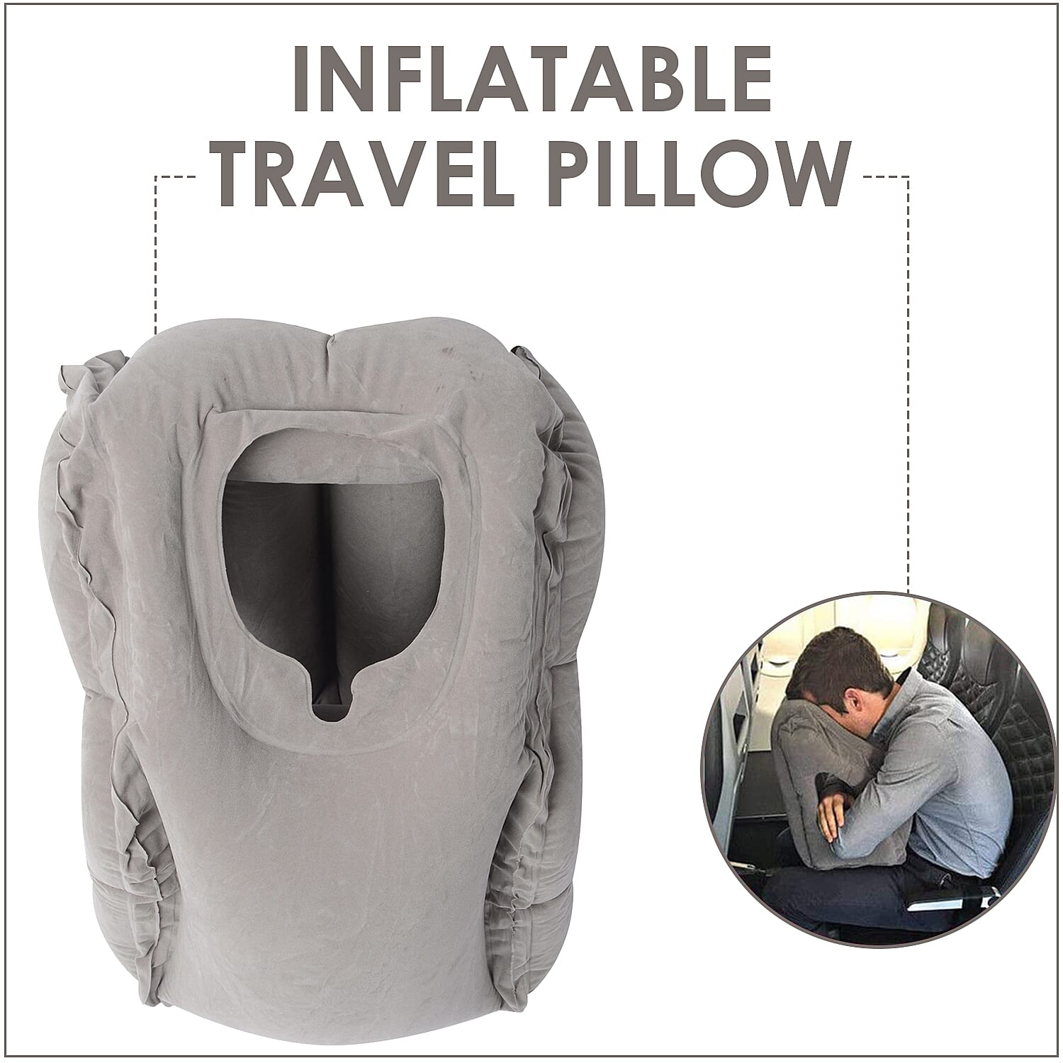 Inflatable Travel Pillow Gray