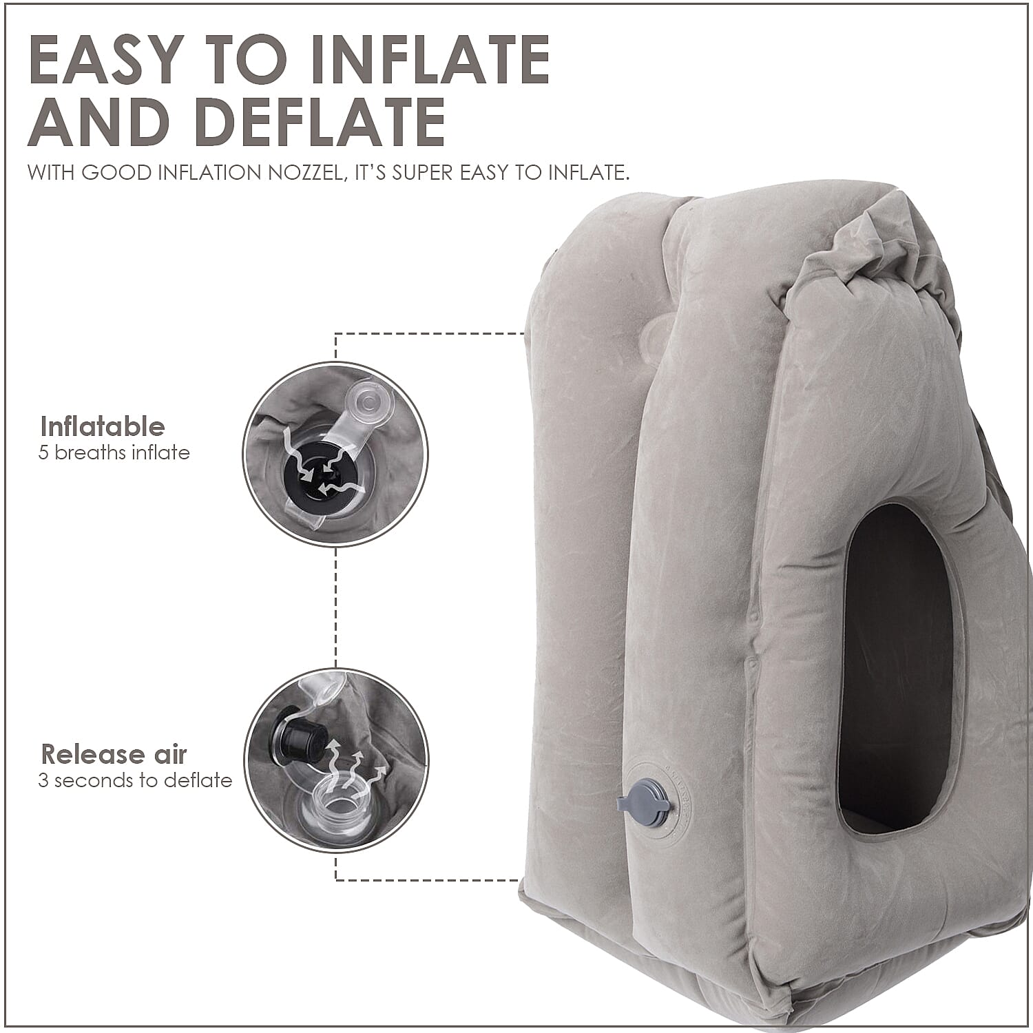 Inflatable Travel Pillow Gray