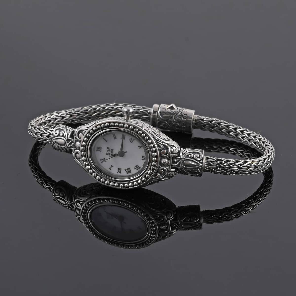 Bali Legacy Eon 1962 Swiss Movement Sterling Silver Tulang Naga Bracelet Watch (8 in), Designer Bracelet Watch, Analog Luxury Wristwatch image number 3
