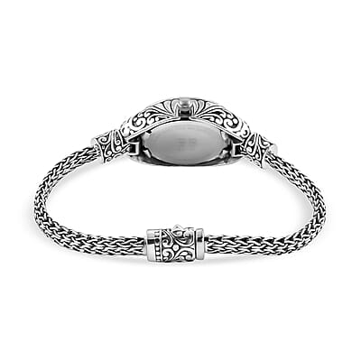 Bali Legacy Eon 1962 Swiss Movement Sterling Silver Tulang Naga Bracelet Watch (8 in), Designer Bracelet Watch, Analog Luxury Wristwatch