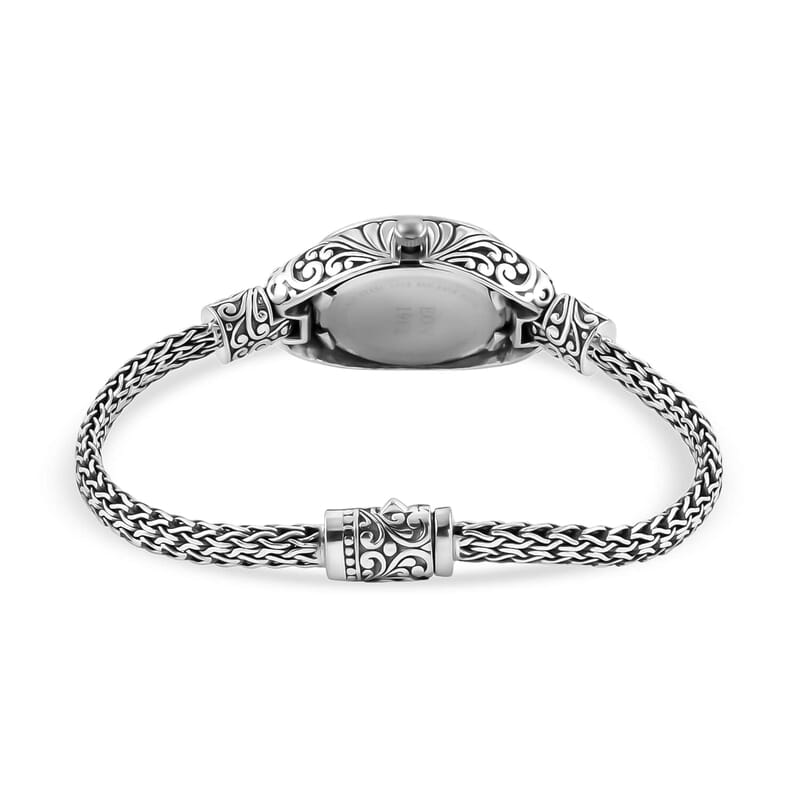 Bali Legacy Eon 1962 Swiss Movement Sterling Silver Tulang Naga Bracelet Watch (8 in), Designer Bracelet Watch, Analog Luxury Wristwatch