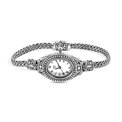 Bali Legacy Eon 1962 Swiss Movement Sterling Silver Tulang Naga Bracelet Watch (8 in), Designer Bracelet Watch, Analog Luxury Wristwatch