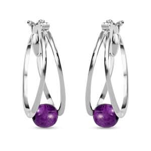 Mojave Purple Turquoise Earrings in Sterling Silver, Fancy Earrings, Birthday Gifts 2.40 ctw