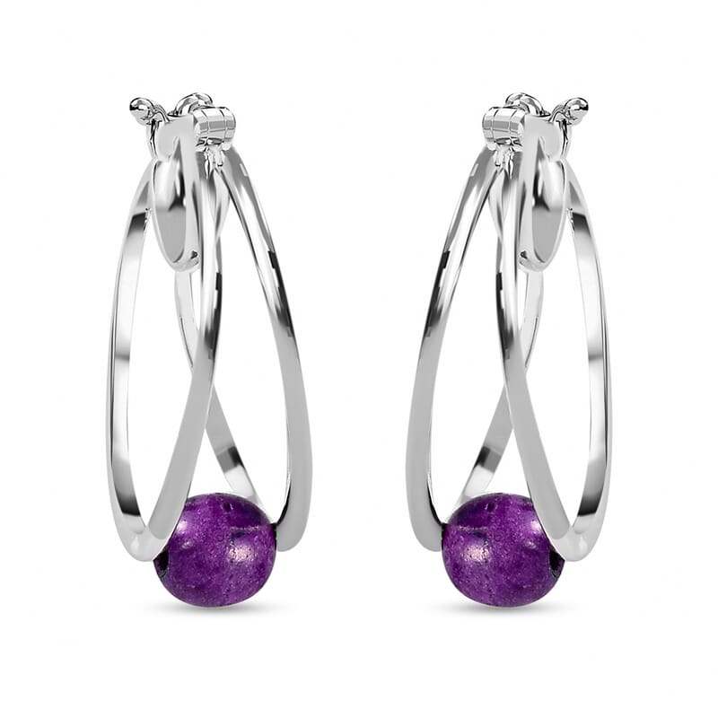 D'Joy Mojave Purple Turquoise 2.40 ctw Earrings in Sterling Silver, Fancy Earrings, Birthday Gifts