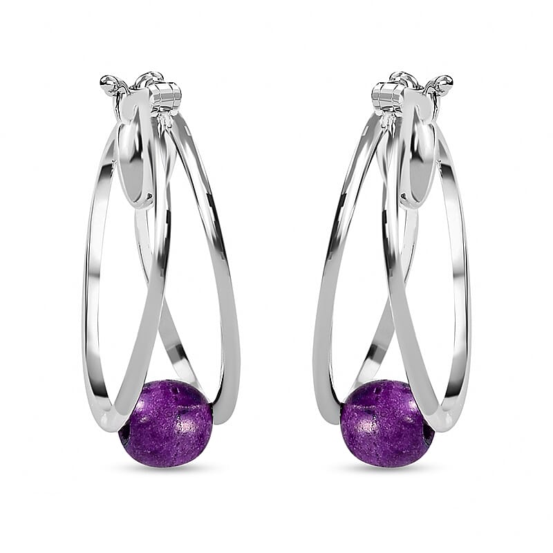 D'Joy Mojave Purple Turquoise 2.40 ctw Earrings in Sterling Silver, Fancy Earrings, Birthday Gifts
