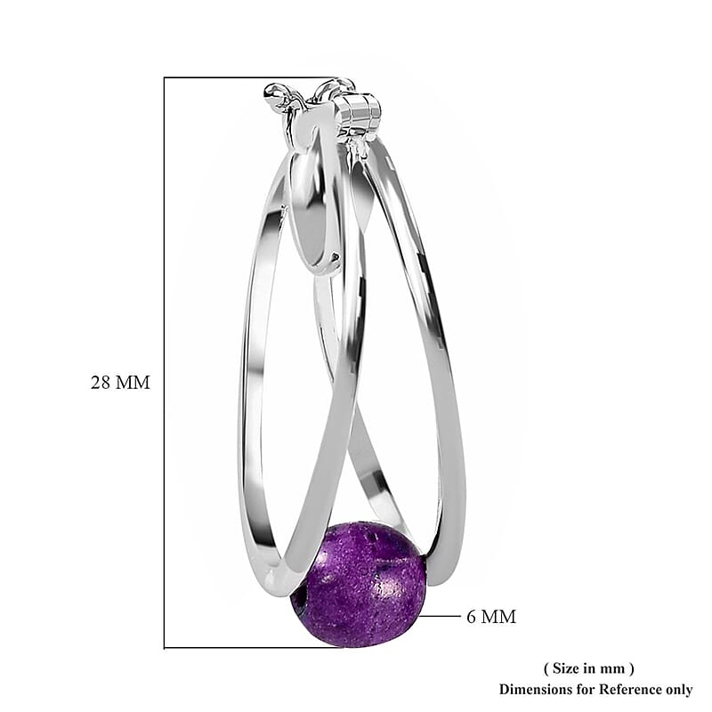 D'Joy Mojave Purple Turquoise 2.40 ctw Earrings in Sterling Silver, Fancy Earrings, Birthday Gifts
