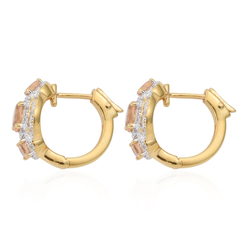 Imperial Garnet and Zircon Earrings in Vermeil YG Over Sterling Silver 8 Grams 3.65 ctw