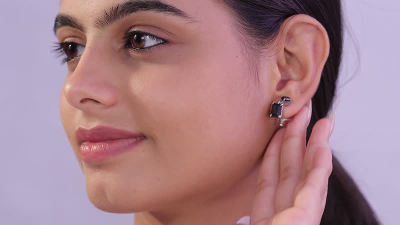 5.40 ctw Natural Thai Black Spinel Earrings in Stainless Steel