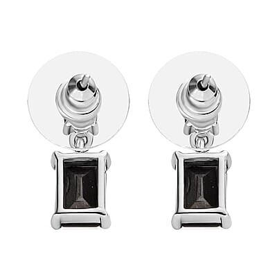 Thai Black Spinel 5.40 ctw Dangle Earrings in Stainless Steel