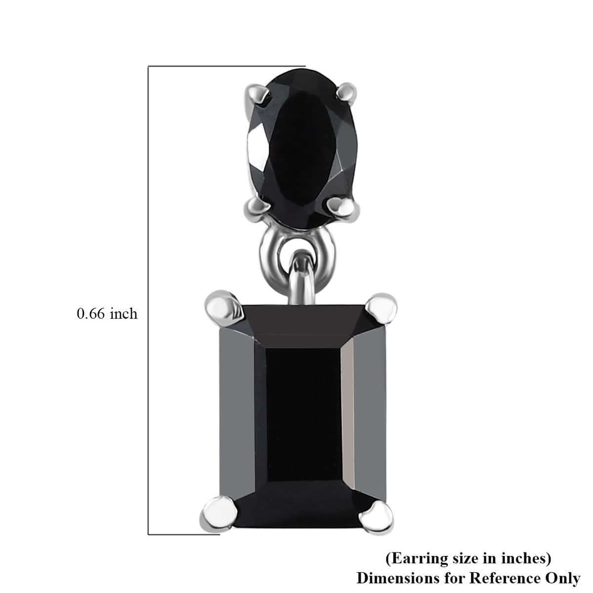 Thai Black Spinel Dangle Earrings in Stainless Steel 5.40 ctw image number 6