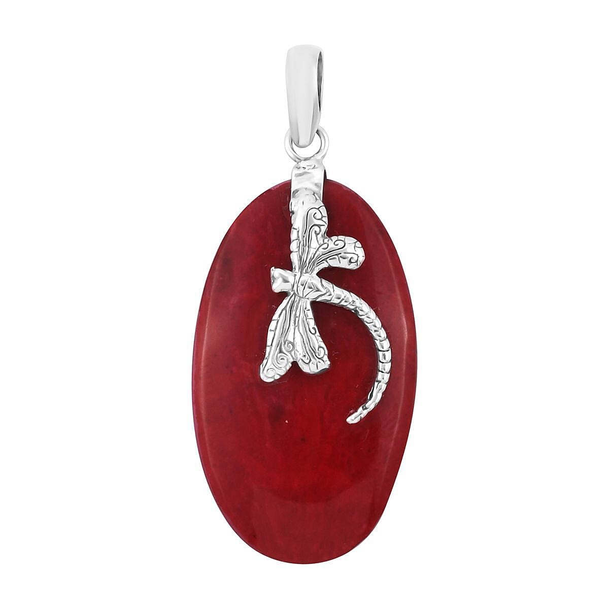 Sponge Coral Dragonfly Pendant in Sterling Silver
