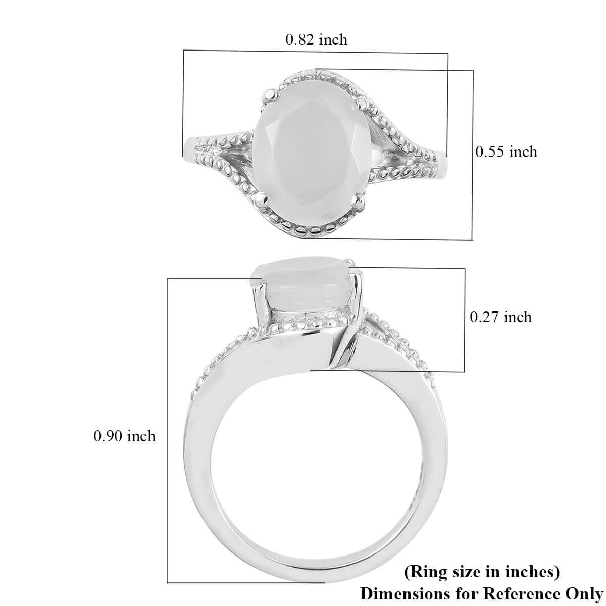 Sri Lankan Silver Moonstone Split Shank Ring in Stainless Steel (Size 6.0) 3.25 ctw image number 7