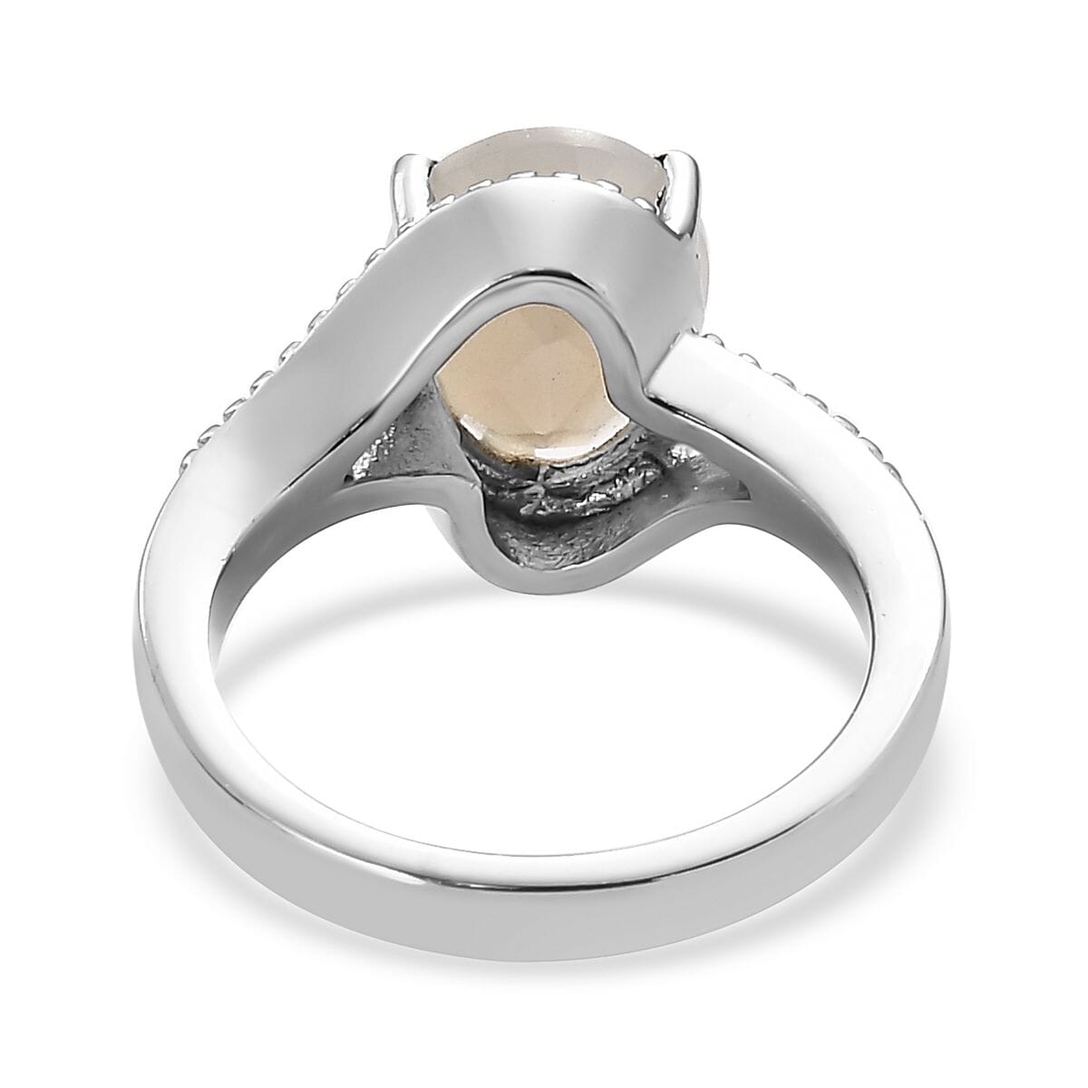 Sri Lankan Silver Moonstone 3.25 ctw Split Shank Ring in Stainless Steel (Size 8.0)  image number 4