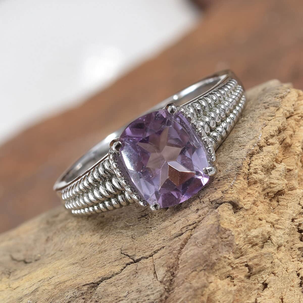 Rose De France Amethyst Ring in Stainless Steel (Size 7.0) 2.90 ctw image number 1