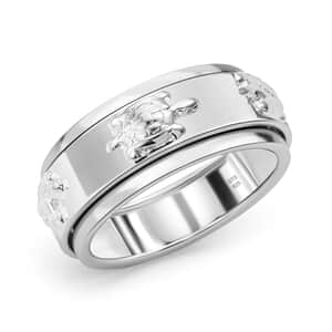 Sterling Silver Turtle Band Spinner Ring, Anxiety Ring for Women, Fidget Rings for Anxiety for Women, Stress Relieving Anxiety Ring, Promise Rings (Size 10.0) (5 g)