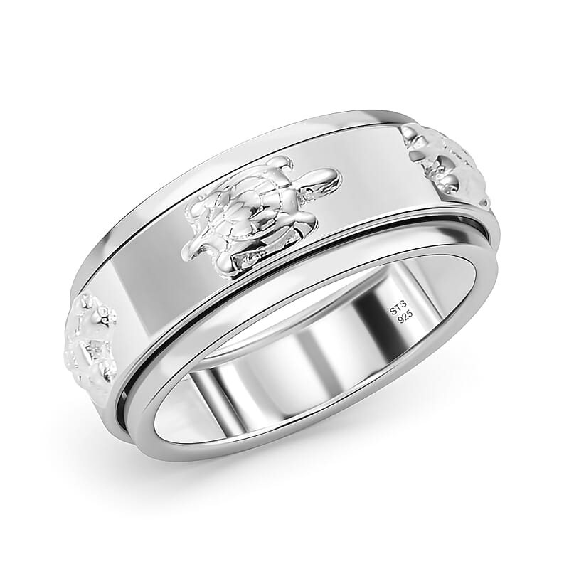 D'Joy Turtle Band Spinner Ring in Sterling Silver (Size 10.0) 5 Grams