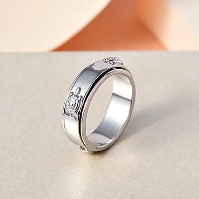 D'Joy Turtle Band Spinner Ring in Sterling Silver (Size 10.0) 5 Grams