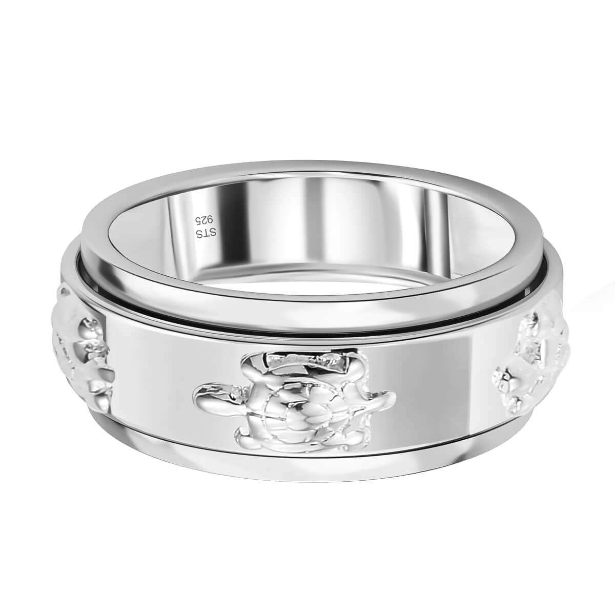 Turtle Band Spinner Ring in Sterling Silver, Anxiety Ring for Women, Fidget Rings for Anxiety for Women, Stress Relieving Anxiety Ring, Promise Rings (Size 10.0) (5 g) image number 6