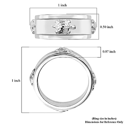 D'Joy Turtle Band Spinner Ring in Sterling Silver (Size 10.0) 5 Grams
