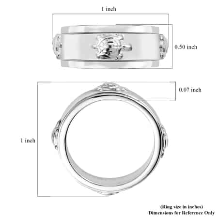 Sterling Silver Turtle Band Spinner Ring, Anxiety Ring for Women, Fidget Rings for Anxiety for Women, Stress Relieving Anxiety Ring, Promise Rings (Size 8.0) (5 g) image number 7