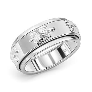 D'Joy Turtle Band Spinner Ring in Sterling Silver, Anxiety Ring for Women, Fidget Rings for Anxiety for Women, Stress Relieving Anxiety Ring, Promise Rings (Size 9.0) (5 g)